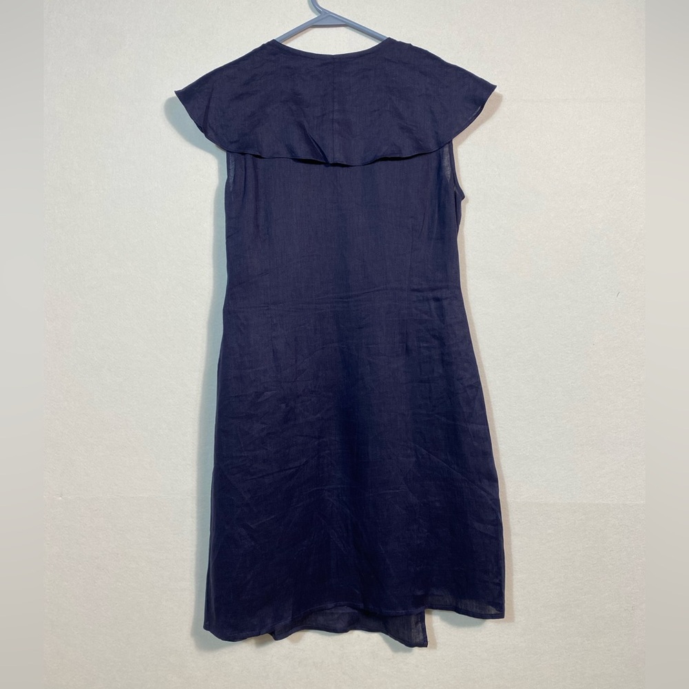 Neiman Marcus Navy Linen Wrap Dress size small - Picture 6 of 11